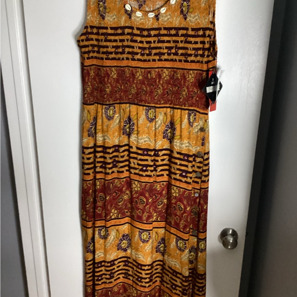 Bohemian Yellow and Brown Maxi Dress 18